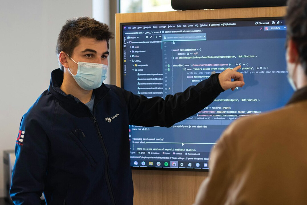 group of students in coding class