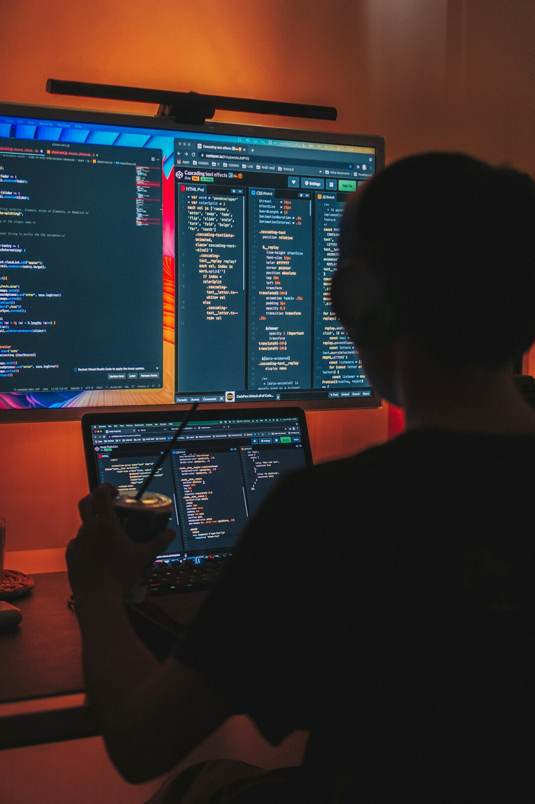programmer working remotely at home
